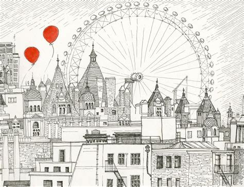 London Eye Line Drawing