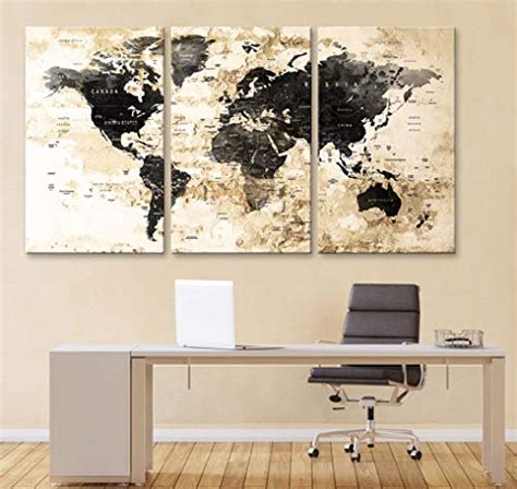 Explore The World With A Stylish Black And White World Map Canvas