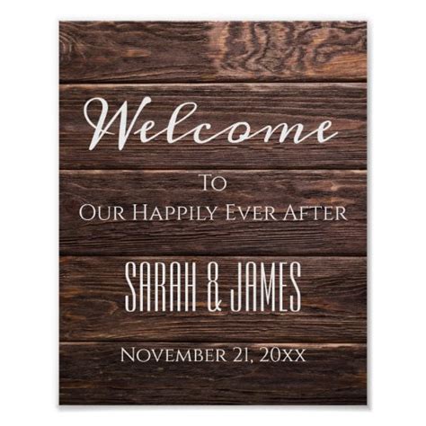 Happily Ever After Rustic Wedding Welcome Sign | Zazzle.com