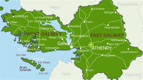 Galway County Map Area - Map of Ireland City Regional Political