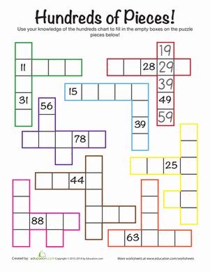 100 Chart Puzzles Printable