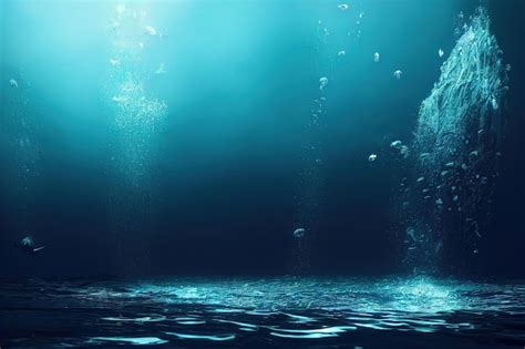 Premium Photo | Dark blue ocean surface seen from underwater 3d render ...