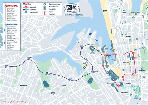 Sydney monorail map - Monorail sydney map (Australia)