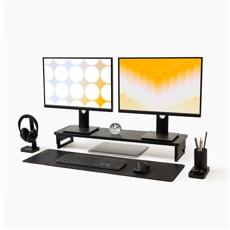 Wood Dual Monitor Stand for Desk, Wooden Monitor Riser, Wood Desk ...