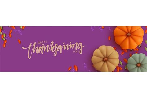 Thanksgiving Day Banner | Festive Background with Pumpkins and Fall Foliage