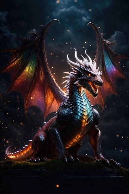 Premium Photo | 3D rendering of a fantasy dragon with wings and fire on ...