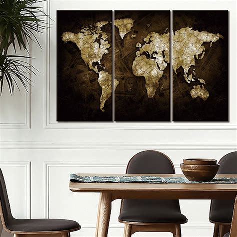 3 Piece Canvas Paintings Home Decor HD Prints world map Pictures Poste ...