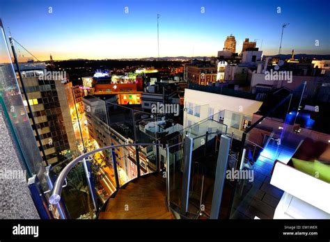 Night time skyline of Madrid Stock Photo - Alamy