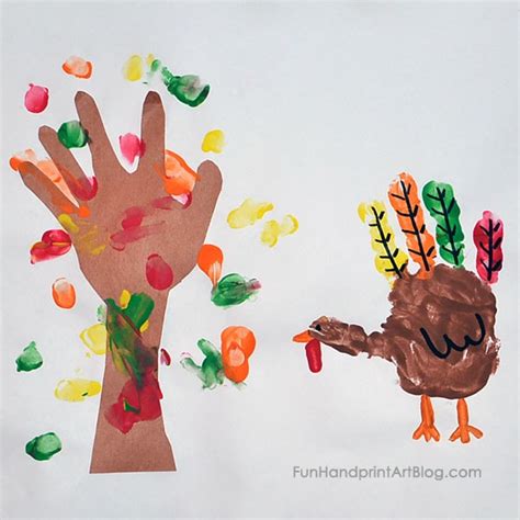 Thanksgiving Turkey and Fall Tree Handprint Art Keepsake