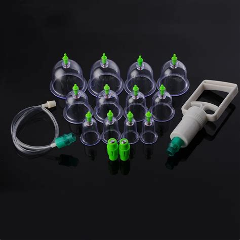 Medical Vacuum Cupping Glass Tool +12 Vacuum Cups Suction Pump Suction ...