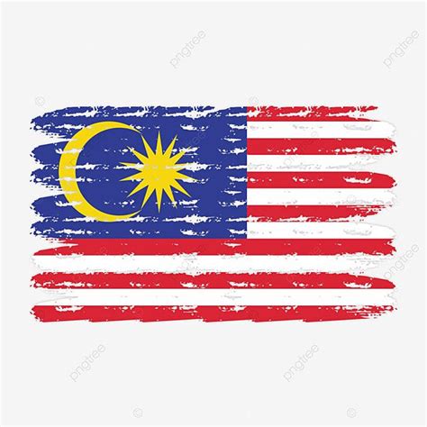 Malaysia Flag Vector with Watercolor Brush Style