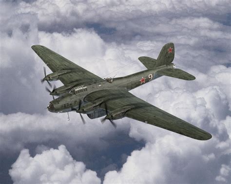 The Petlyakov Pe-8 was a Soviet heavy bomber designed before ww2, and ...