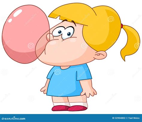 Girl Blowing Bubble From Gum Stock Vector - Image: 32904802