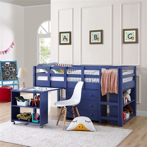 Buy Twin Size Loft Bed with Desk Low Study Kids Loft Bed with Desk and ...