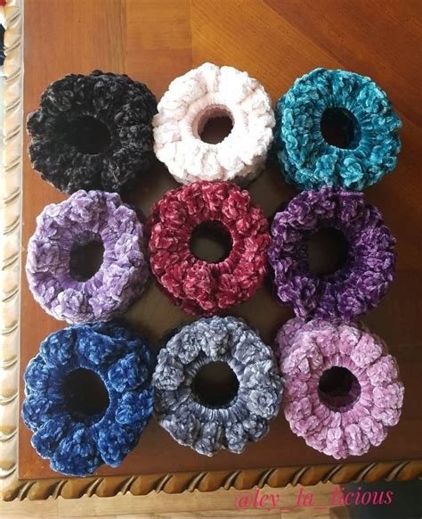 Velvet Scrunchies, Crochet Velvet Scrunchie, Velvet Hair Scrunchie ...