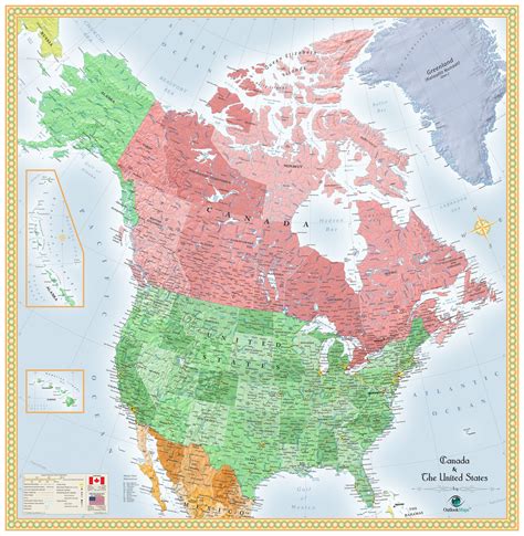 USA and Canada Wall Map | Maps.com.com