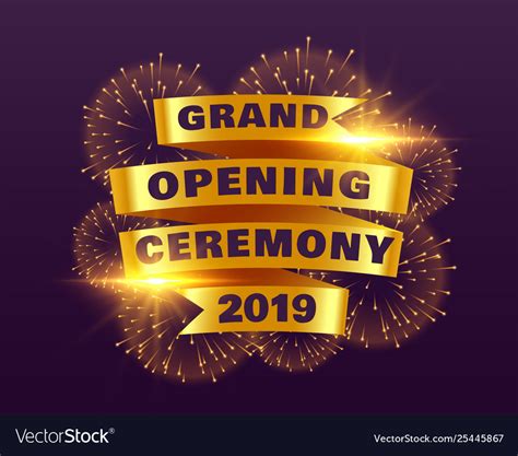 Grand opening ceremony banner with golden ribbon Vector Image