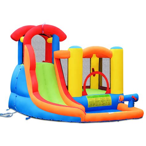 Costway Inflatable Bounce House Water Slide w/ Climbing Wall Splash ...