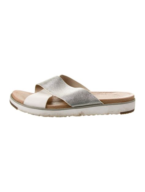 UGG Leather Slides - Silver Sandals, Shoes - WUUGG97377 | The RealReal