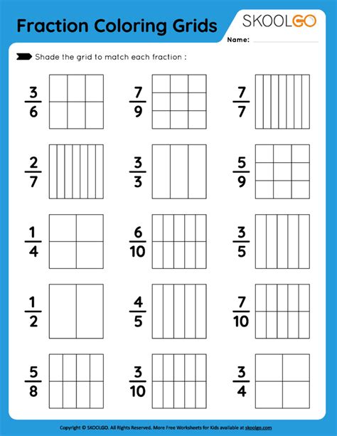 Fraction Coloring Grids - Free Worksheet for Kids - SKOOLGO