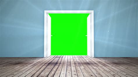 Digital Animation Of Door Opening To Green Screen Stock Footage Video ...