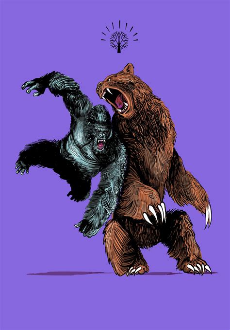 Animals Fighting Series: Gorilla vs Bear | Fighting drawing, Art ...