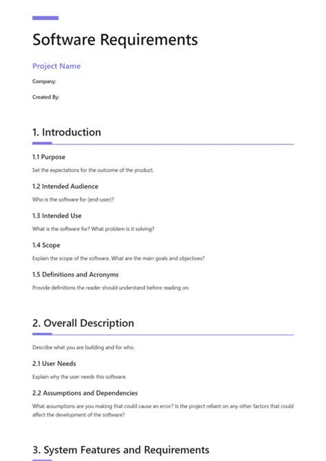 Software Requirements Document Definition Steps And Template Included ...