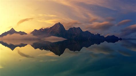 HD wallpaper: Reflections, Calm, 4K, Mountains, Sunset, Quite ...