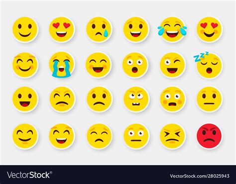 Emoji sticker face set emoticon cartoon emojis Vector Image