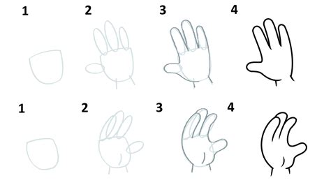 Cartoon Hand Drawing How To Draw A Cartoon Hand Step By Step Peace ...