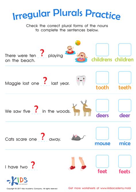 Irregular Plural Nouns Worksheets