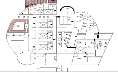 City cultural center architecture layout plan dwg file