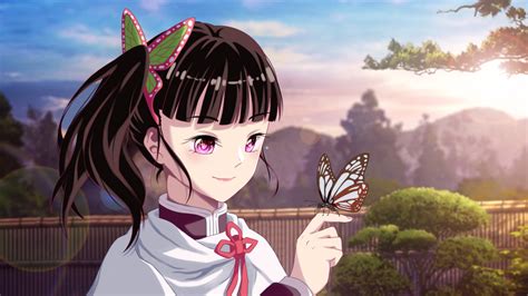 Demon Slayer Kanao Tsuyuri Enjoying A Butterfly Standing On Finger With ...