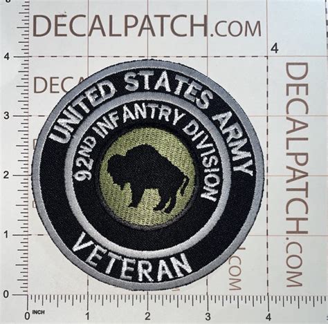 US Army 92nd Infantry Division Veteran Patch - Decal Patch - Co