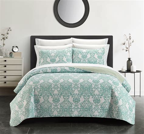 Chic Home Bassi 9-Piece Medallion Quilt Set, Queen, Sage Green ...