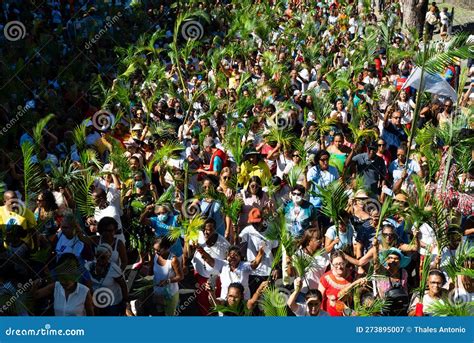 Crowds of Catholic Worshipers Wave Palm Branches during the Palm Sunday ...