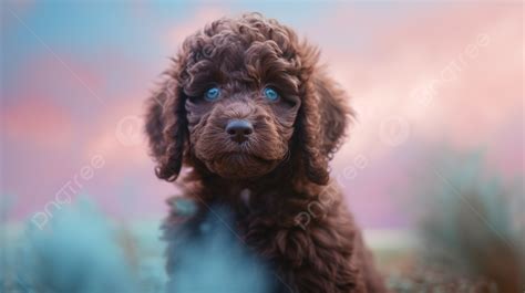 A Brown Poodle Puppy Has Blue Eyes, American Water Spaniel, Blue Fur ...