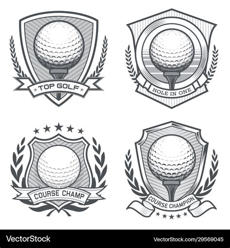 Golf ball crest emblem set Royalty Free Vector Image