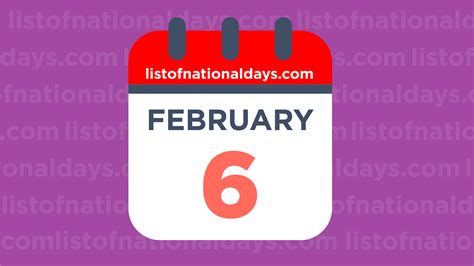 FEBRUARY 6TH: National Holidays,Observances & Famous Birthdays