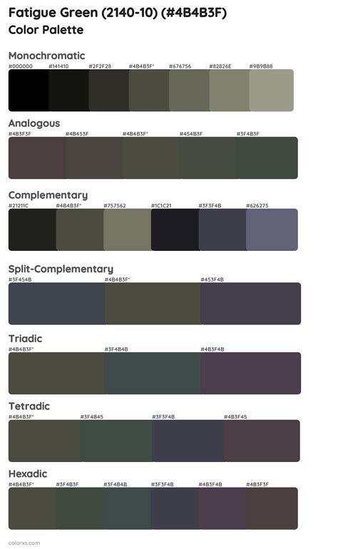 Benjamin Moore Fatigue Green (2140-10) Paint coordinating colors and ...