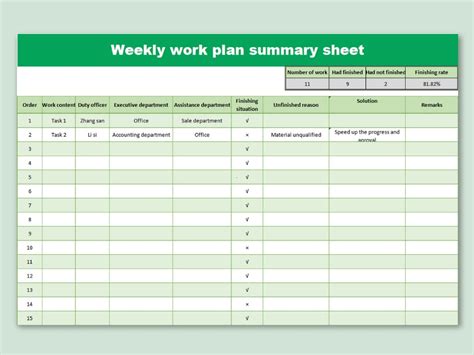 Weekly Planner Excel Template