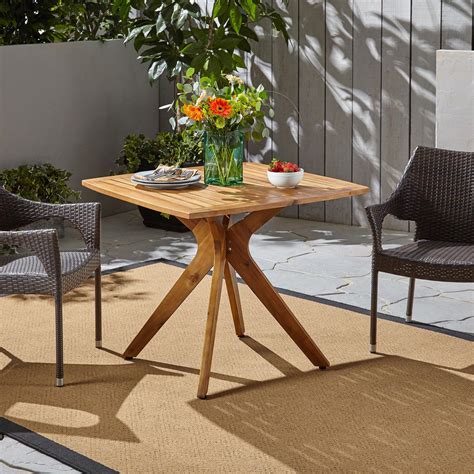 Outdoor Square Acacia Wood Dining Table with X Base - NH631503 ...