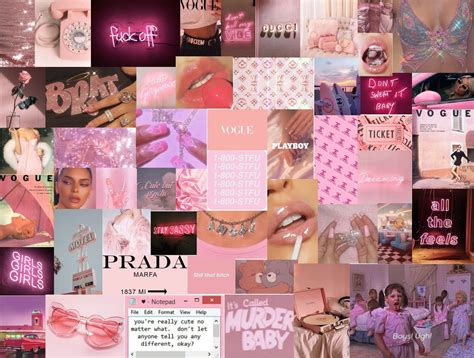 Baddie Aesthetic Collage Wallpaper Pink Aesthetic Wallpaper Laptop ...