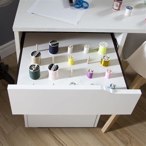 Crea Sewing Craft Table - Wheels, Pure White | DCG Stores