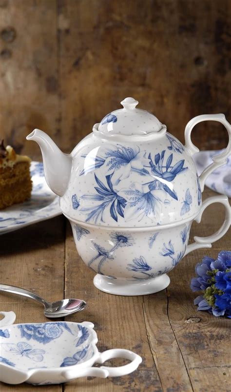 French Inspired Blue Floral China Tea Set