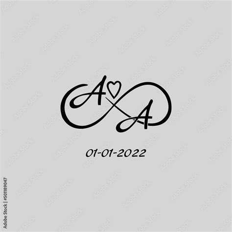 Letter AA logo with infinity and love symbol, elegant cute wedding ...