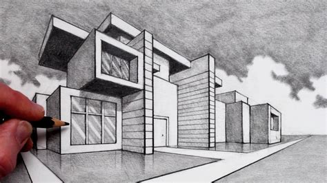 2 Point Perspective Drawing Modern House