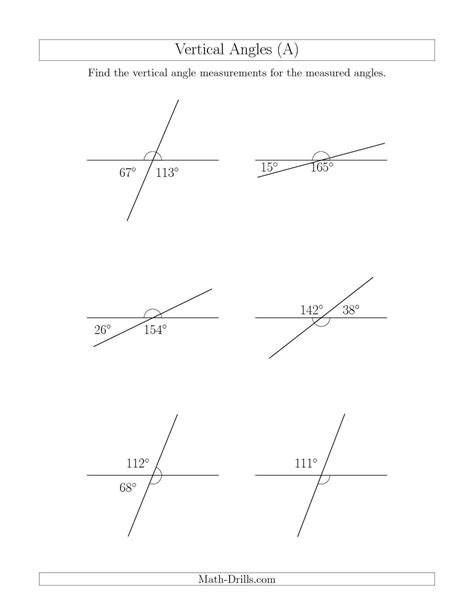 Vertically Opposite Angles Worksheet