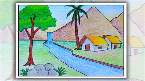 Village Simple Beautiful Easy Scenery Drawing / How to draw simple ...