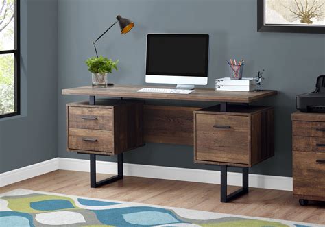 60" Brown Woodgrain Desk with Drawers by Monarch - OfficeDesk.com